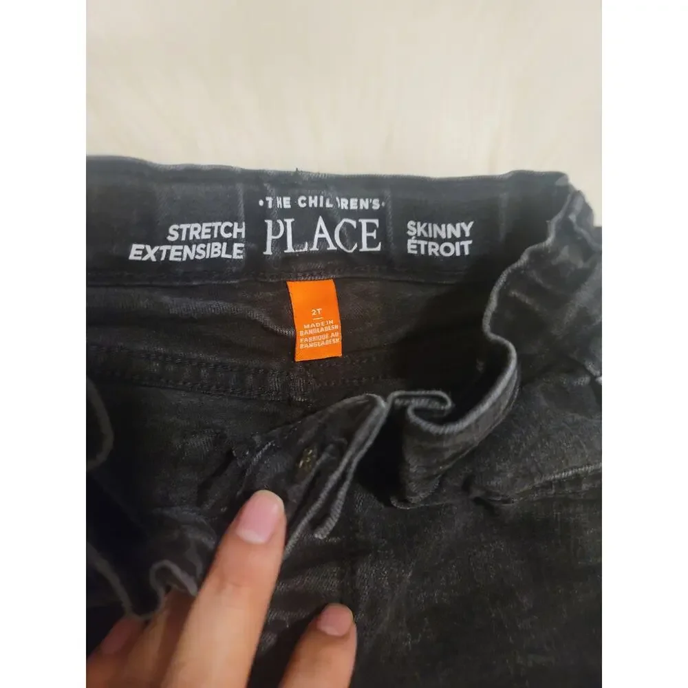 The Childrens Place Toddler Sz 2T Skinny Stretch Extensible Black Jeans boys